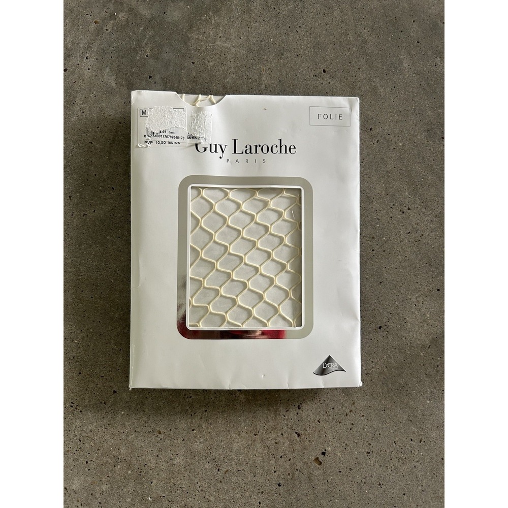 Guy Laroche Wide Fishnet Tights Pantyhose Sz M Lycra Cream